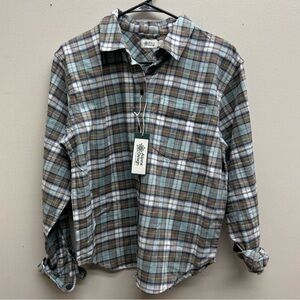 Alpine Plaid Casual Shirt in Blue, Brown, and White